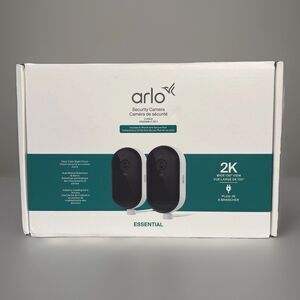 2-Pack ARLO Essential 2nd Gen Outdoor Security Cameras White Night Vision 2K New